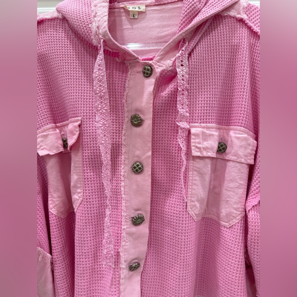 POL Pink Waffle Knit Bomber Jacket - Picture 4 of 11